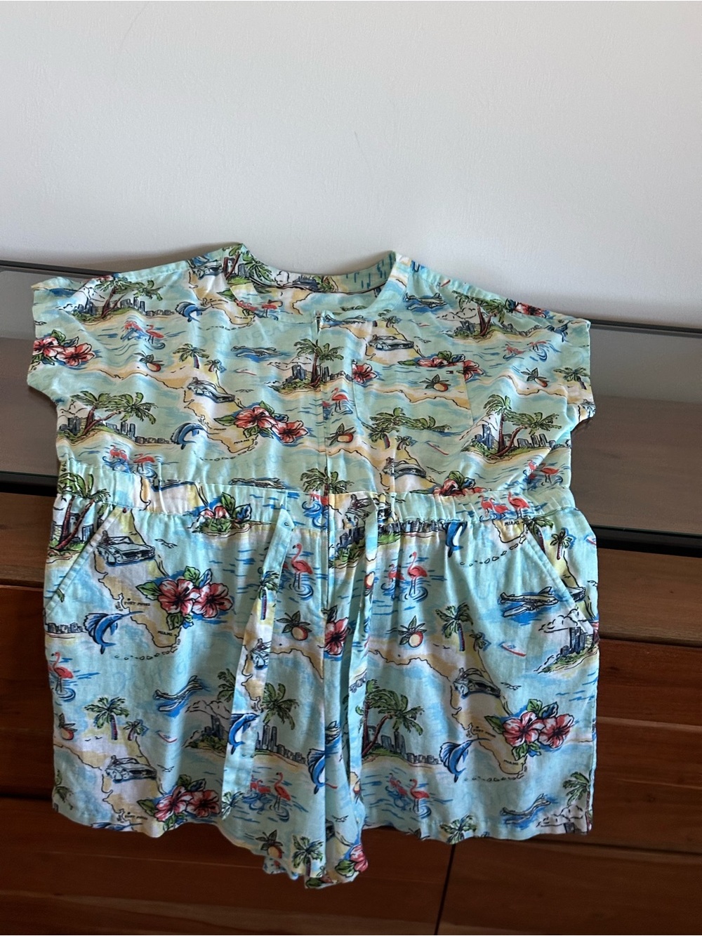 Tommy Hilfiger XL Linen Cotton Tropical Miami Florida Fort Myers Flamingo Romper
